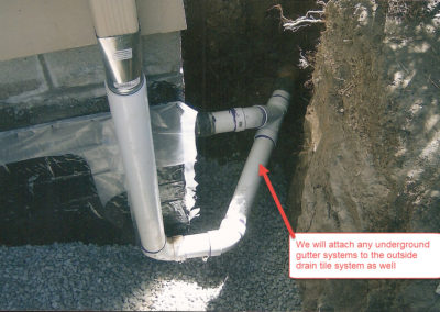 Underground gutter systems outside drain tile system