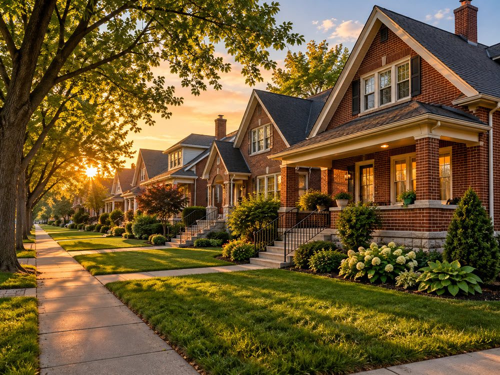 Classic Milwaukee-area neighborhood of brick homes