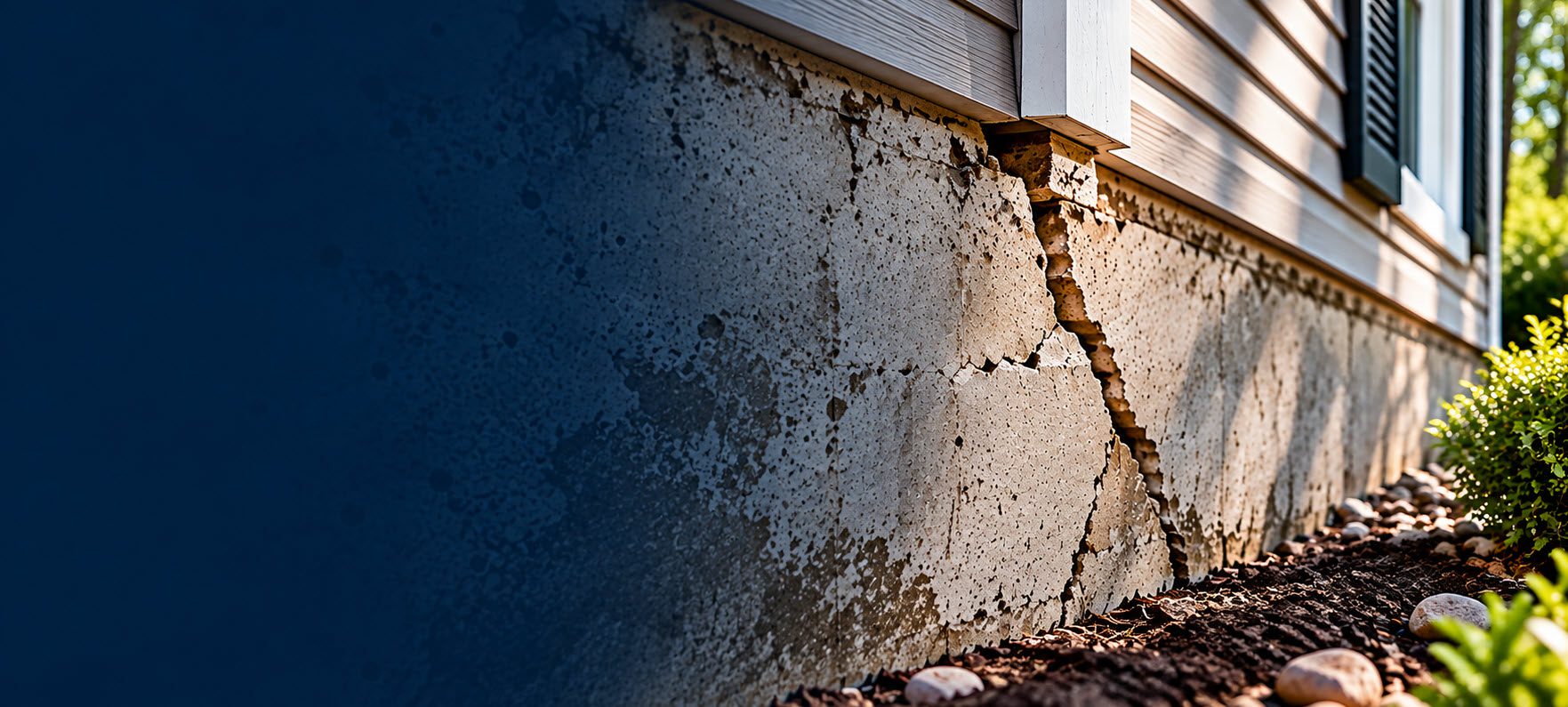 Cracked foundation wall on a Southeastern Wisconsin home