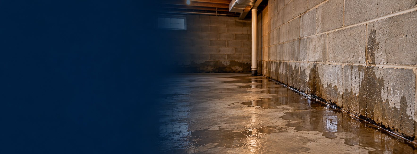 Water seeping along the edge of a basement floor in a Southeastern Wisconsin home
