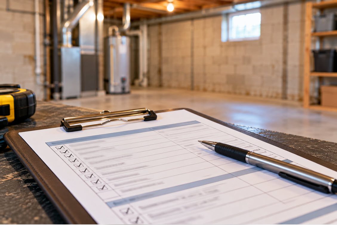 Written foundation inspection findings and repair estimate on a clipboard
